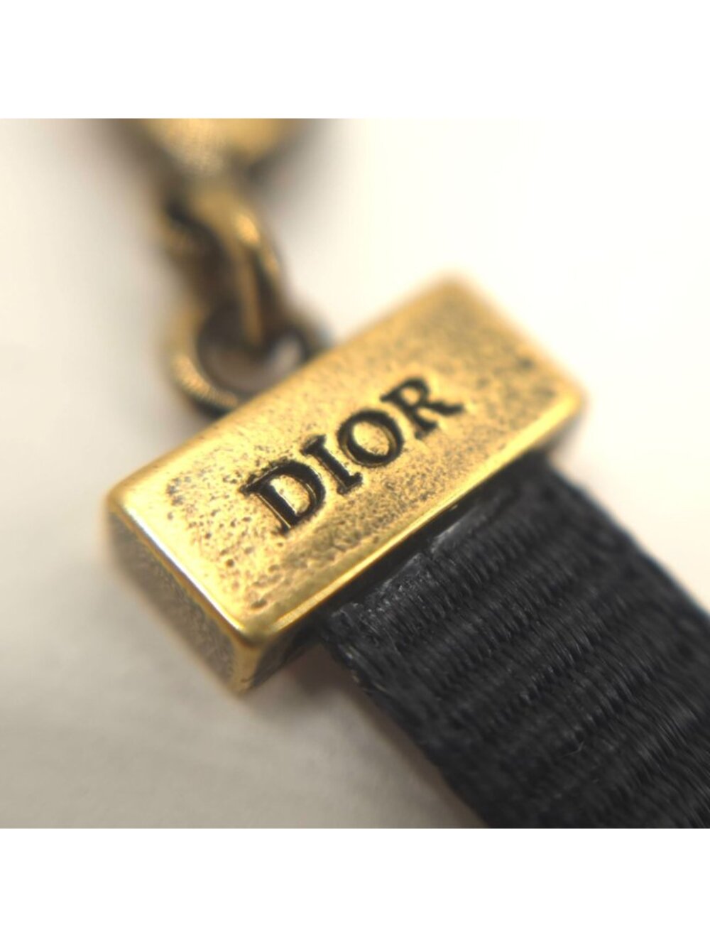 Dior J'adior Logo Choker Necklace Neck Gold Tone Metal Antique Polished Black - Picture 6 of 9